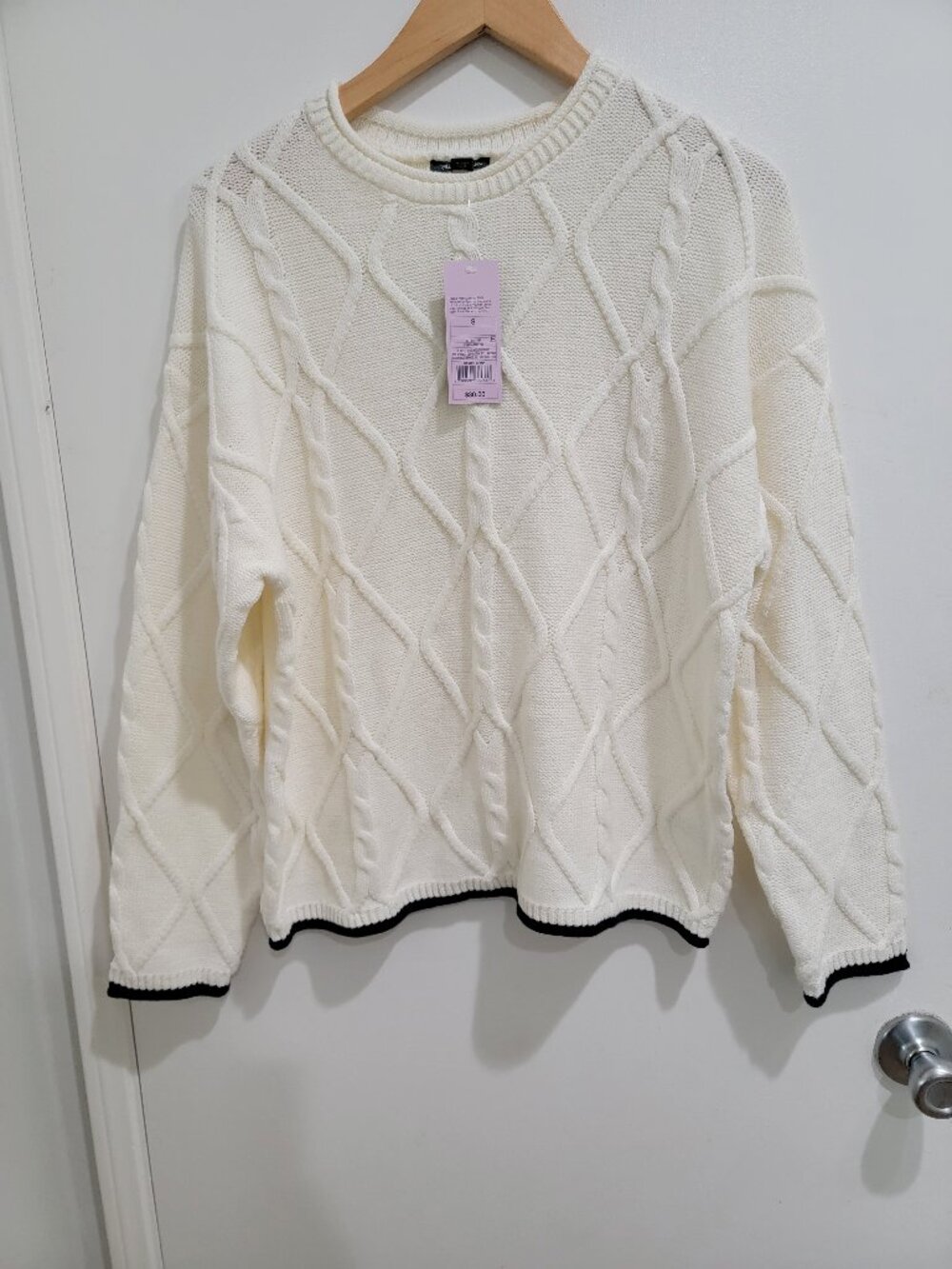 Women's Crewneck Cable Pullover Sweater - Wild Fable™ Off-White S
